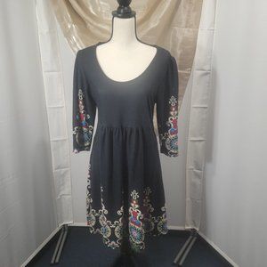 Reborn dress. Size XL.  Black, paisley design on sleeves and red, pink, etc.